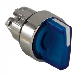 Blue illuminated selector switch head diameter 22, 2 positions, stay put