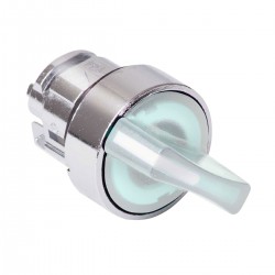 White illuminated selector switch head diameter 22, 2 position, spring return