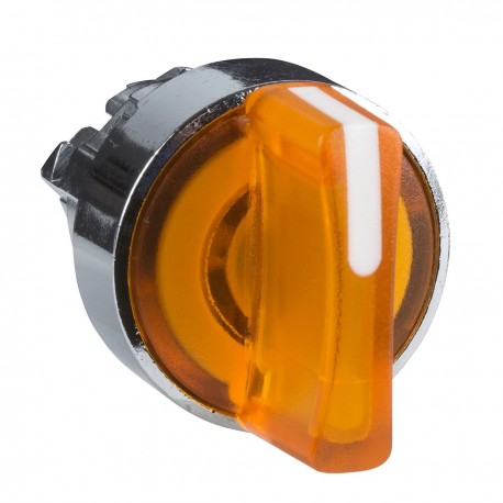 Orange illuminated selector switch head diameter 22, 2 position, spring return