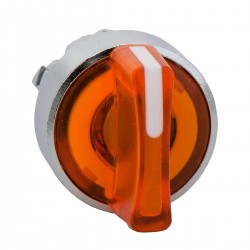 Orange illuminated selector switch head diameter 22, 2 positions, spring return