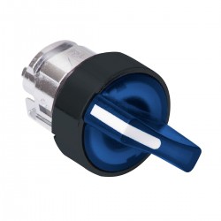 Blue illuminated selector switch head diameter 22, 3 positions, spring return