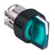 Green illuminated selector switch head diameter 22, 3 positions, spring return