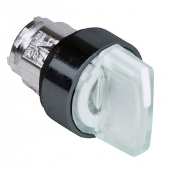 White illuminated selector switch head diameter 22, 3 positions, spring return