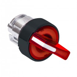 Red illuminated selector switch head diameter 22, 3 positions, spring return