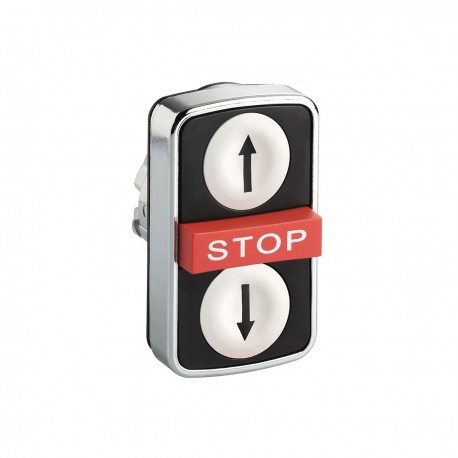 White flush, red projecting, black flush triple-headed pushbutton promjera 22, with marking