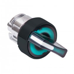 Green illuminated selector switch head diameter 22, 2 position, stay put