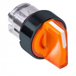 Orange illuminated selector switch head diameter 22, 2 positions, spring return