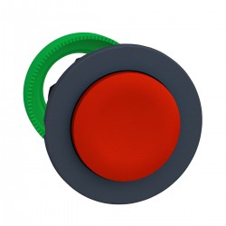 Flush mounted red projecting pushbutton head