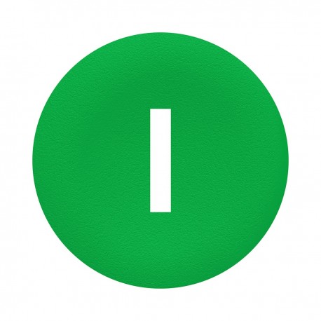 Green cap, marked I for circular pushbutton, diameter 22