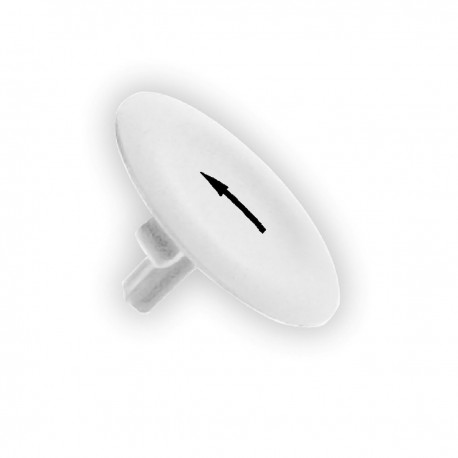 White cap, marked arrow for circular pushbutton, diameter 22