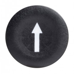 Black cap, marked arrow for circular pushbutton, diameter 22