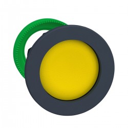 Flush mounted yellow pushbutton head, recessed