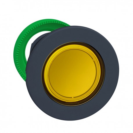 Flush mounted yellow flush caps pushbutton head for legend insertion