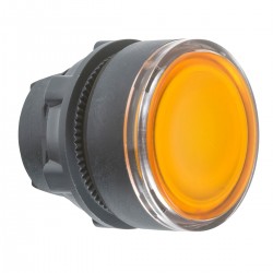 Flush orange illuminated pushbutton head diameter 22, spring return, for bulb BA9s