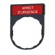 Legend holder 30 x 40 mm with legend 8 x 27 mm with marking ARRET D'URGENCE