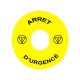 Označena legenda promjera 90 za zaustavljanje u slučaju nužde ARRET D’URGENCE, logo ISO13850