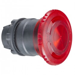 Illuminated mushroom pushbutton head diameter 40, red, for hole diameter 22, latching, for integral LED