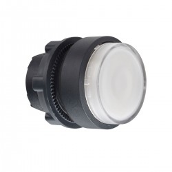 Projecting white illuminated pushbutton head diameter 22, spring return, for integral LED