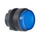 Projecting blue illuminated pushbutton head diameter 22, spring return, for integral LED