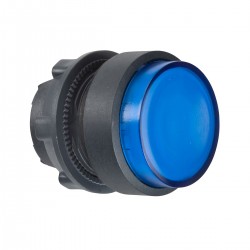 Projecting blue illuminated pushbutton head diameter 22, spring return, for integral LED