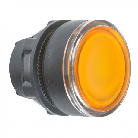 Flush orange illuminated pushbutton head diameter 22, spring return, for integral LED