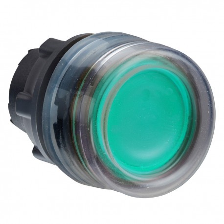 Flush Green illuminated pushbutton head diameter 22, spring return, for integral LED