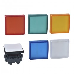 Square pilot light head diameter 22, with 5 colour plain lenses for integral led