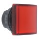 Square red pilot light head diameter 22, plain lens for integral led