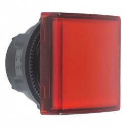 Square red pilot light head diameter 22, plain lens for integral led