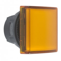 Square orange pilot light head diameter 22, plain lens for integral led