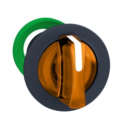 Flush mounted orange illuminated selector switch head, 3positions, return left to center