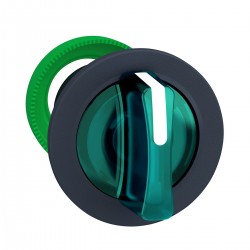 Flush mounted Green illuminated selector switch head, 3 positions, return right to center