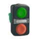 Green flush, red flush illuminated double headed pushbutton diameter 22, unmarked