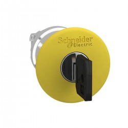 Yellow emergency switching off pushbutton head diameter 40, for hole 22, key release 455E