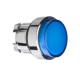 Blue projecting illuminated pushbutton head diameter 22, spring return, for BA9s bulb