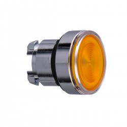 Orange flush illuminated pushbutton head diameter 22, spring return, for integral LED