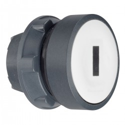 Flush white illuminated pushbutton head diameter 22, spring return, for bulb BA9s