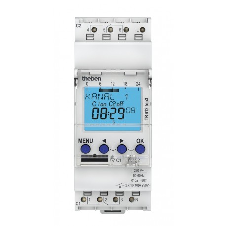 Digital time switch TR 612 top3 with weekly program, 2 channels