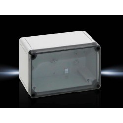 Kutija PK polikarbonatna, 180x110x90 mm, bez otvora za uvodnice, 180x110x90 mm, ojačano staklenim vlaknima, s prozirnim poklop