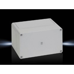 Kutija PK polikarbonatna, 180x110x111 mm, bez otvora za uvodnice, 254x180x111 mm, ojačano staklenim vlaknima, sa sivim poklopc