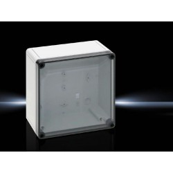 Kutija PK polikarbonatna, 182x180x90 mm, bez otvora za uvodnice, 182x180x90 mm, ojačano staklenim vlaknima, s prozirnim poklop