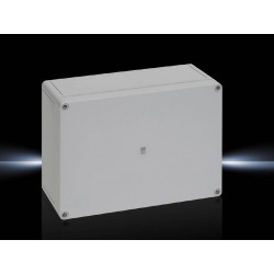 Kutija PK polikarbonatna, 254x180x90 mm, bez otvora za uvodnice, 254x180x90 mm, ojačano staklenim vlaknima, sa sivim poklopcem