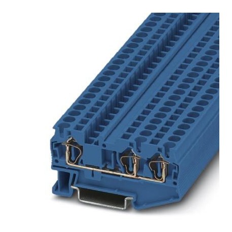 Feed-through terminal block, 800 V, 32 A, Spring-cage connection, No. of connections: 3, cross section: 0.08 mm2 - 6 mm2, blu