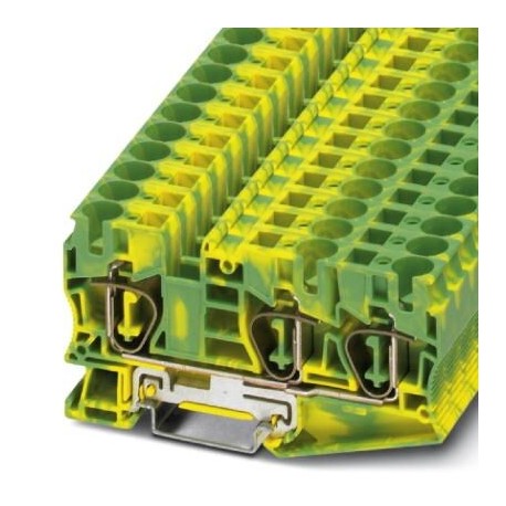 Spring cage ground terminal block, Spring-cage connection, No. of connections: 3, cross section: 0.2 mm2 - 16 mm2, green-yell