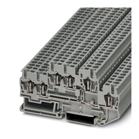 Double-level spring-cage terminal block, Spring-cage connection, cross section: 0.08 mm2 - 4 mm2, gray
