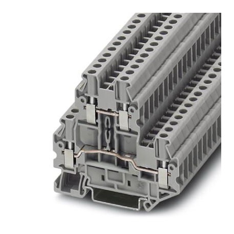 Double-level terminal block, screw connection, cross section: 0.14 mm2 - 4 mm2, gray