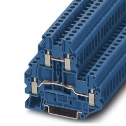 Double-level terminal block, screw connection, cross section: 0.14 mm2 - 4 mm2, blue