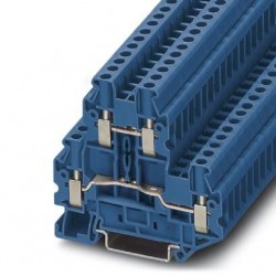 Double-level terminal block with a screw connection, cross section: 0.14 mm2 - 6 mm2, blue