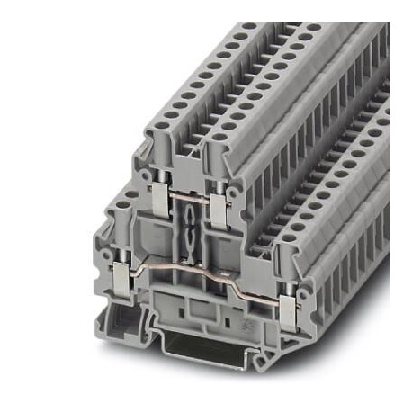 Double-level terminal block, screw connection, cross section: 0.14 mm2 - 6 mm2, gray