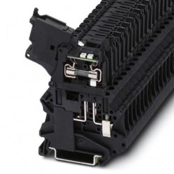 Lever-type fuse terminal block, black, for 5 x 20 mm G fuse inserts, with LED for 24 V AC/DC